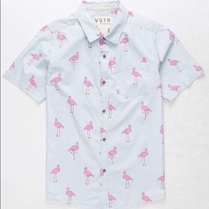 VSTR Boys Flamingo Button Down Shirt SZ Large